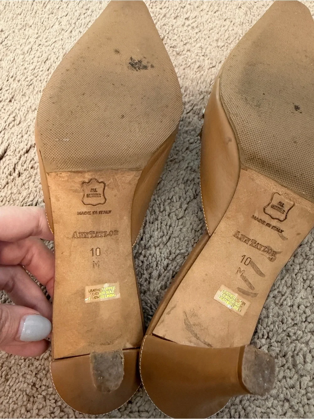 Vintage Ann Taylor Leather Pointy Toe Loafer Kitten Heel Size 10 Y2K - Picture 7 of 7